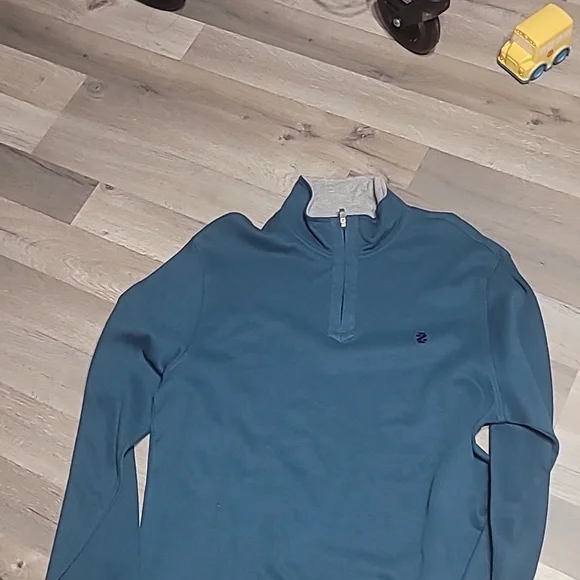 NWT IZOD Men's French Rib Quarter Zip Sweater Legion Blue Size XL - Picture 5 of 5